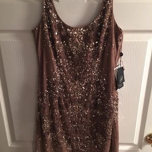 Aidrianna Papell Scoop Neck Sequin Beaded Dress